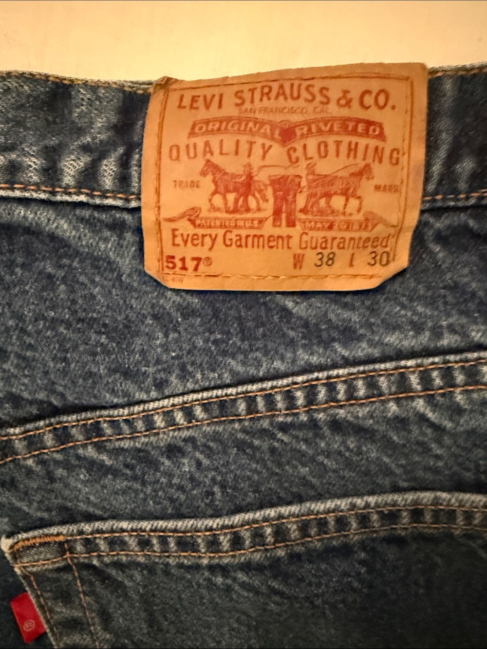 1299 Vintage Levi's Blue Denim Men's Bootcut Jeans with Leather Patch